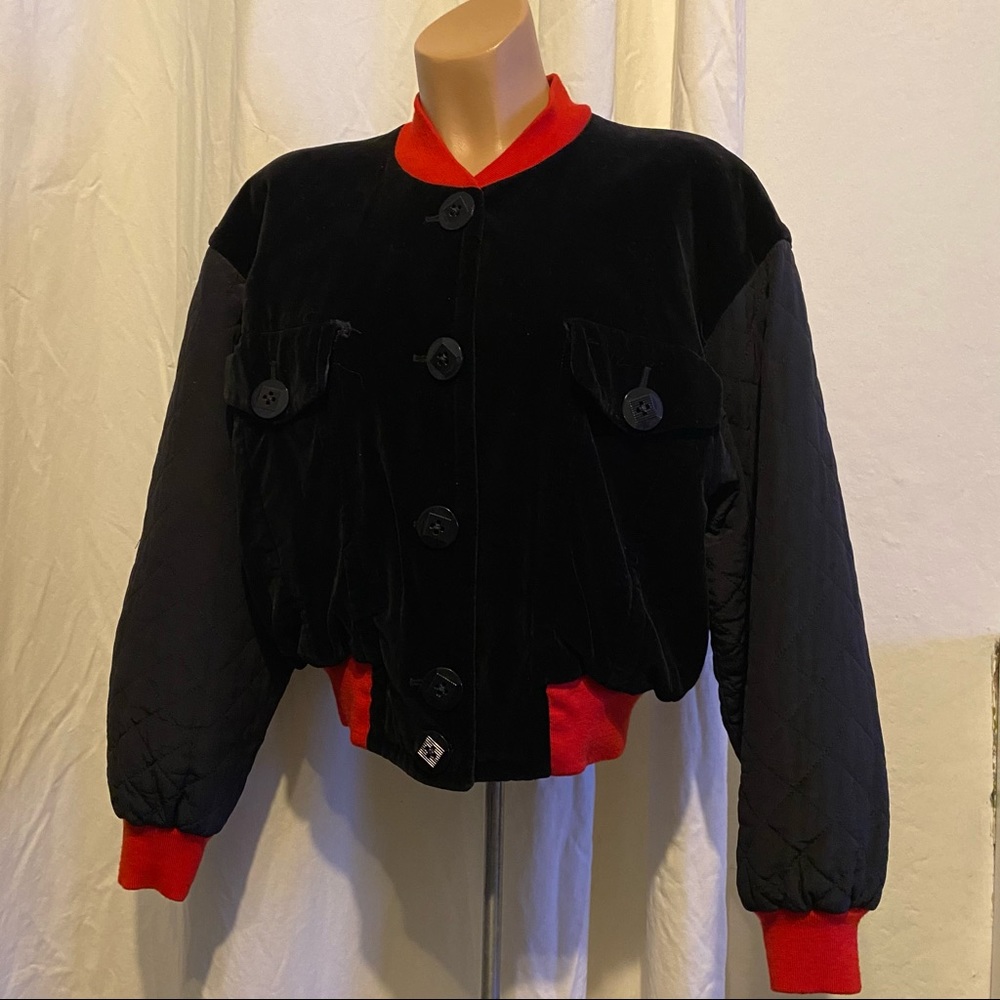 vintage ESCADA bomber jacket black velvet sz M